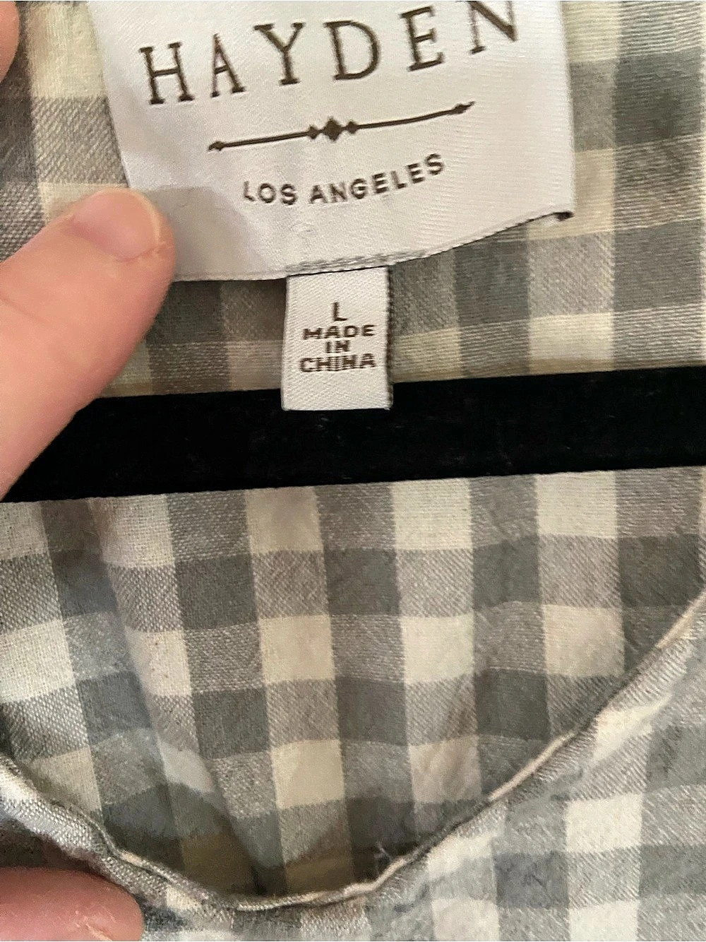 Hayden Los Angeles Smocked Cuff V Neck Tiered Plaid tunic top Large - Picture 5 of 7